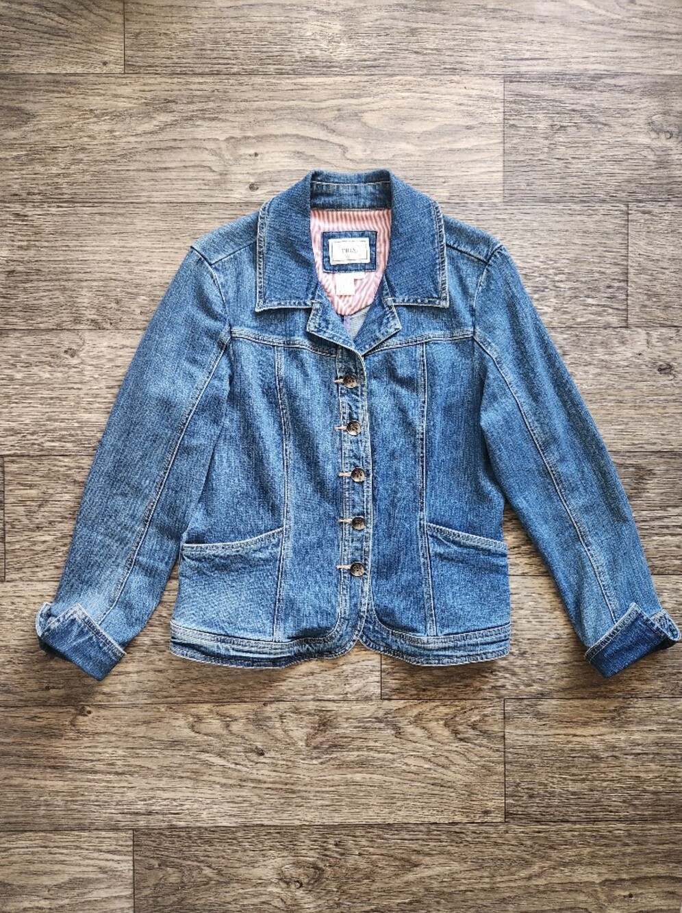 Y2K Tria Medium Wash Fitted Denim Jacket Size M